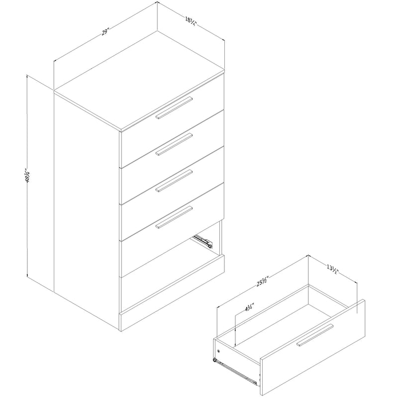 Commode 5 tiroirs Step One Essential - Chêne blanchi