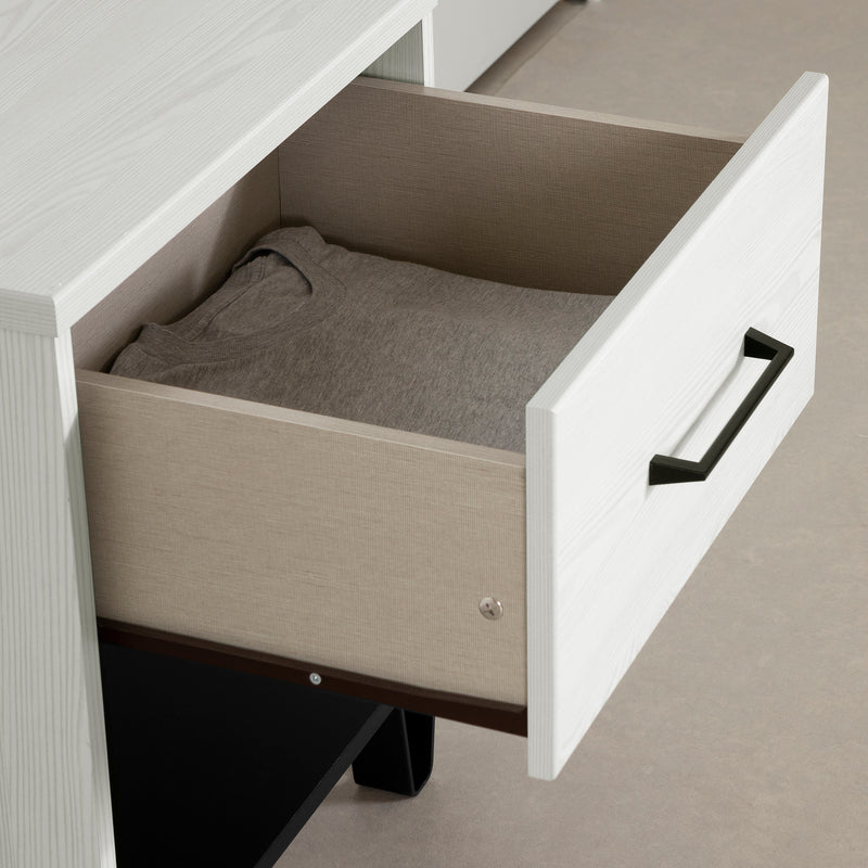 Table de chevet Arlen - Pin blanc et Noir mat