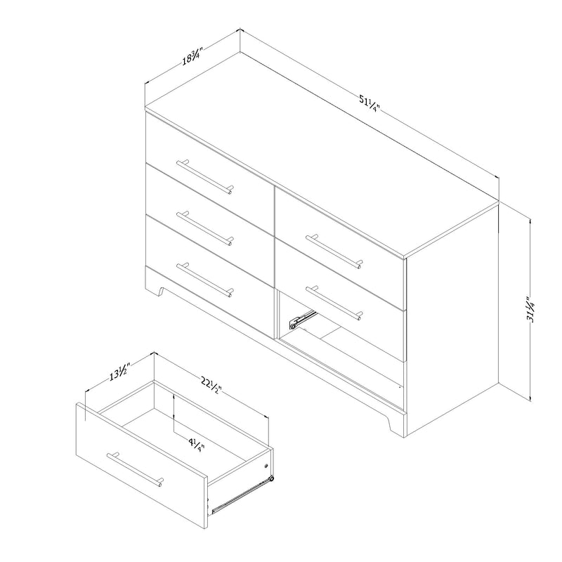 Bureau double 6 tiroirs Primo - Chêne noir