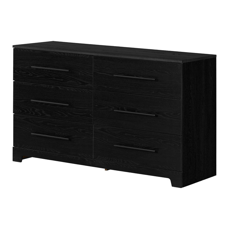 Bureau double 6 tiroirs Primo - Chêne noir