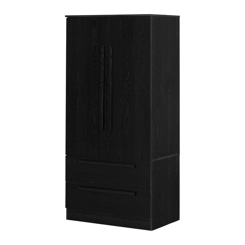 Armoire penderie avec portes et tiroir Acapella - Chêne noir