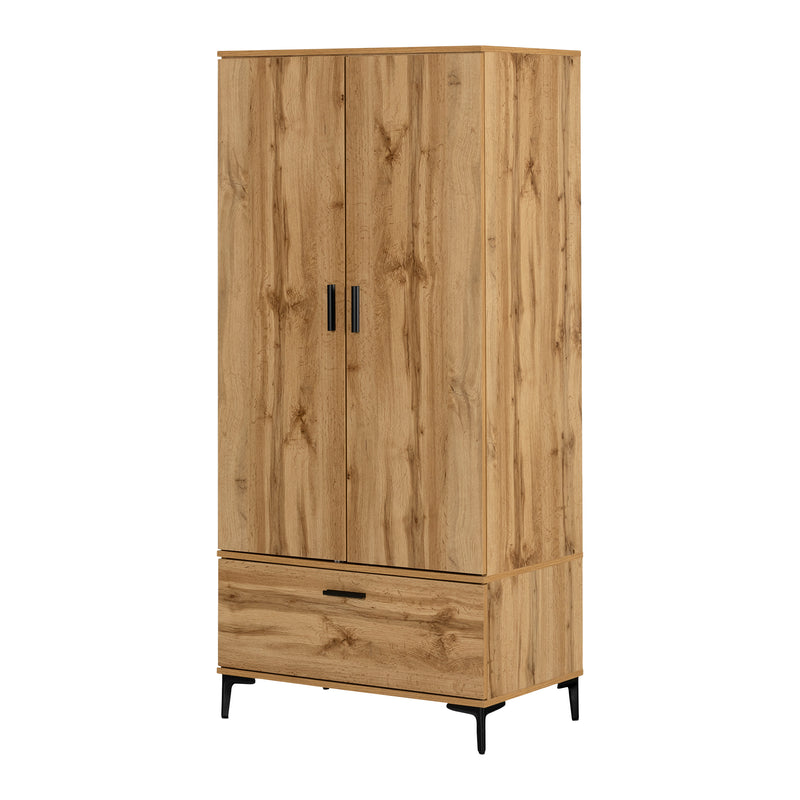 Armoire penderie avec portes et tiroir Musano - Chêne nordique