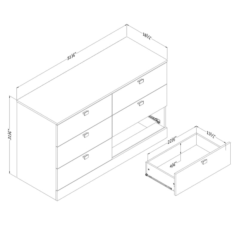 Bureau double 6 tiroirs Spark - Blanc