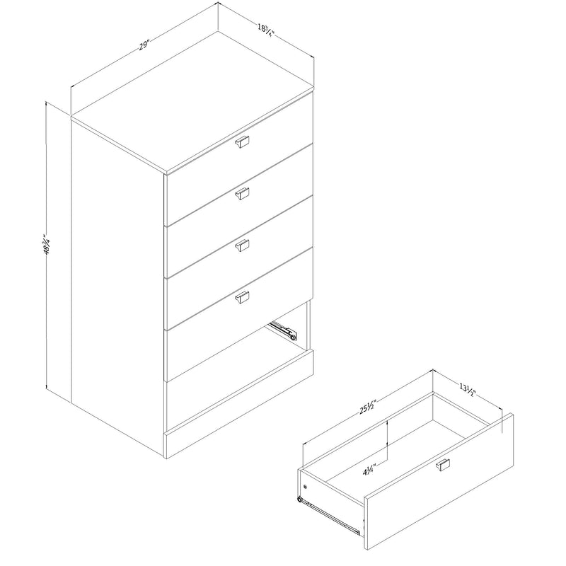 Commode 5 tiroirs Spark - Blanc