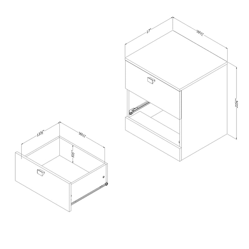 Table de chevet 2 tiroirs Spark - Blanc solide