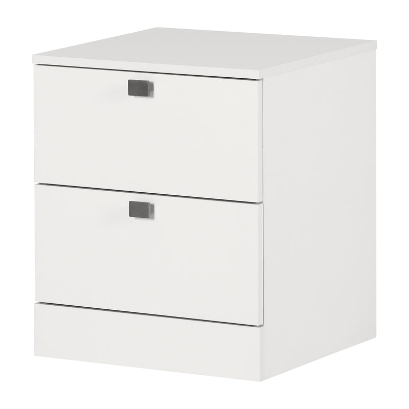 Table de chevet 2 tiroirs Spark - Blanc solide