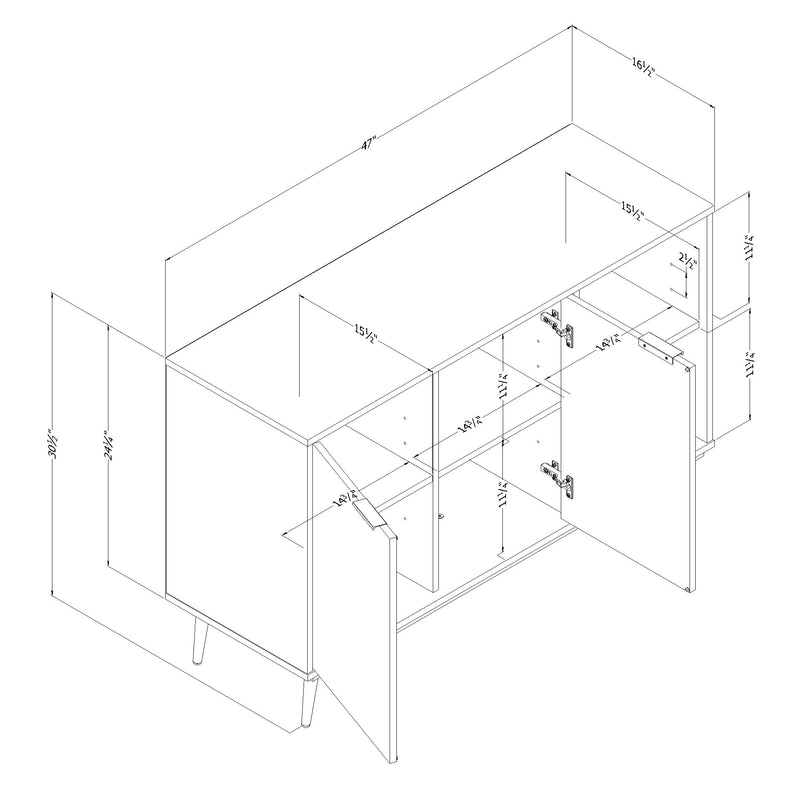 Buffet 2 portes avec rangement ouvert Mezzy - Chêne noir