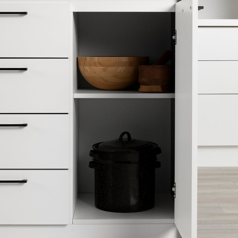 Îlot de cuisine compact avec rangement Myro - Fausse Pierre Noire et Blanc