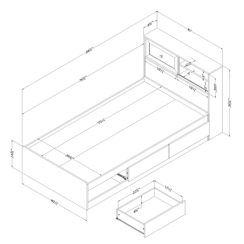 Ensemble lit plateforme et tête de lit double/queen 54"/60" Musano - Chêne nordique