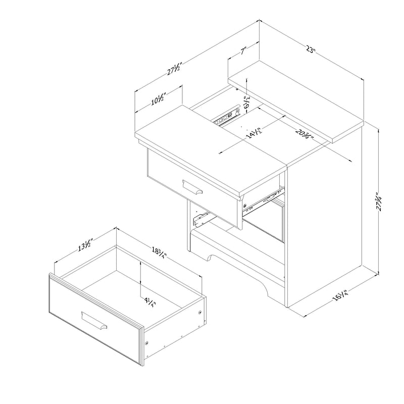 Table de nuit avec station de chargement Versa -  Chêne hivernal