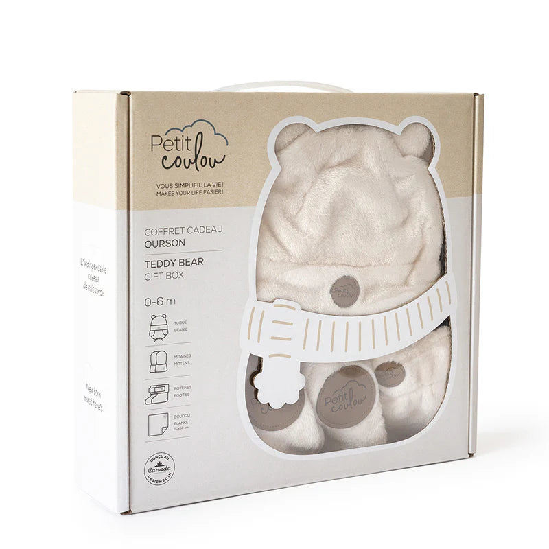 Coffret cadeau Coulou minky 4 accessoires 0-6 mois- Ourson Crème