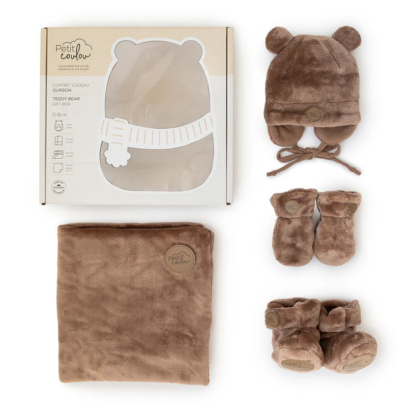 Coffret cadeau Coulou minky 4 accessoires 0-6 mois- Ourson Moka