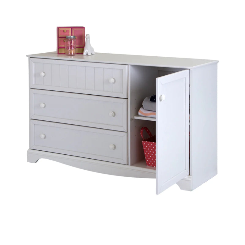 Commode 3 tiroirs avec porte Savannah - Blanc solide