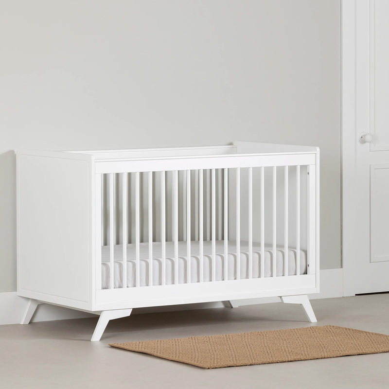 Ensemble lit de bébé et barrière de transition Milos - Blanc solide