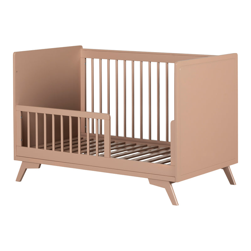 Ensemble lit de bébé et barrière de transition Milos - Rose blush