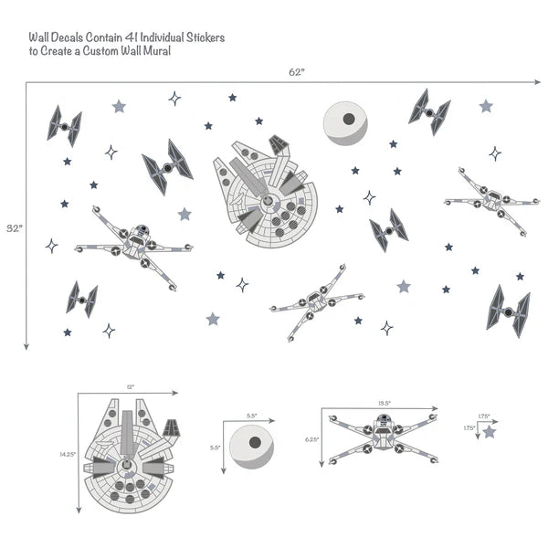 Autocollants muraux - Falcon Tie Fighters