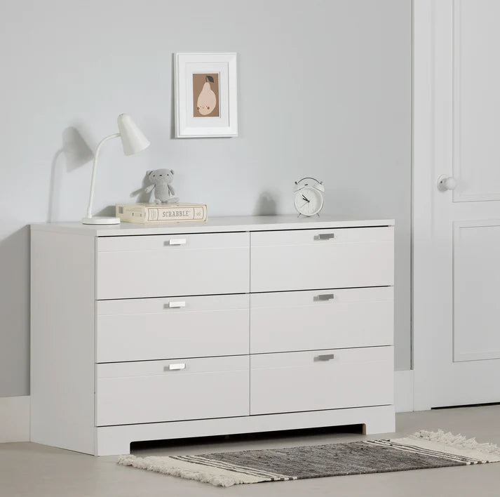 Bureau double 6 tiroirs Reevo - Blanc