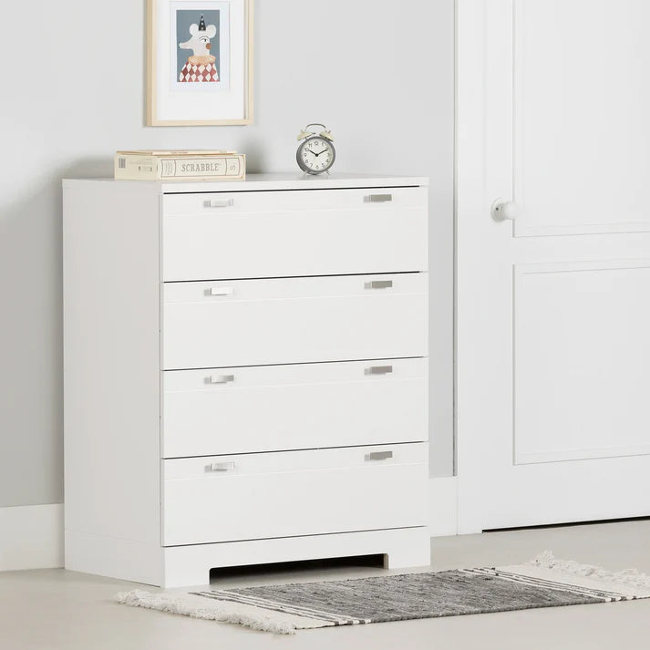 Commode 4 tiroirs Reevo - Blanc solide