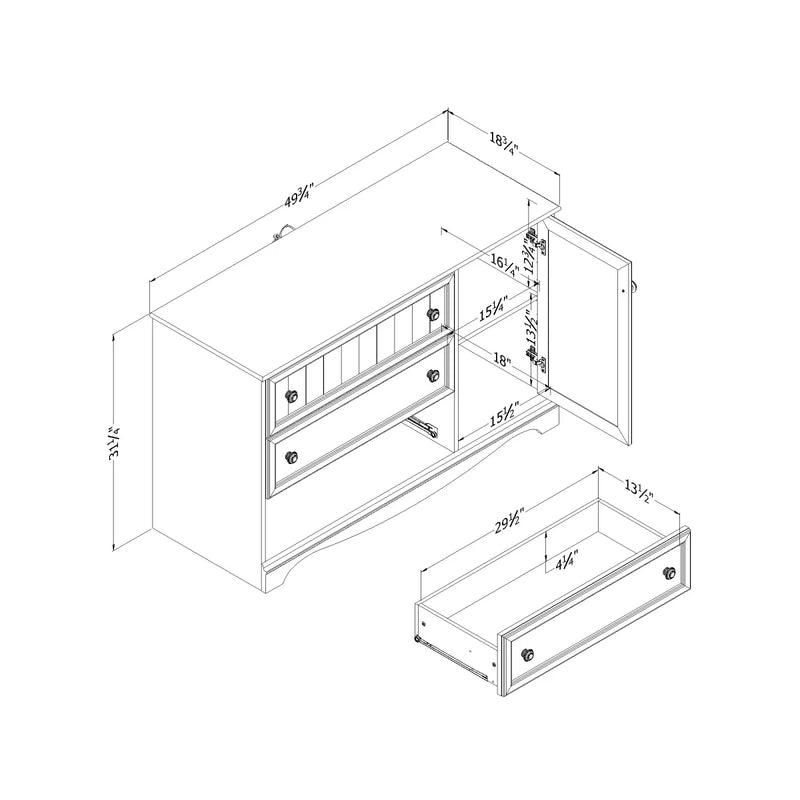 Commode 3 tiroirs avec porte Savannah - Blanc solide