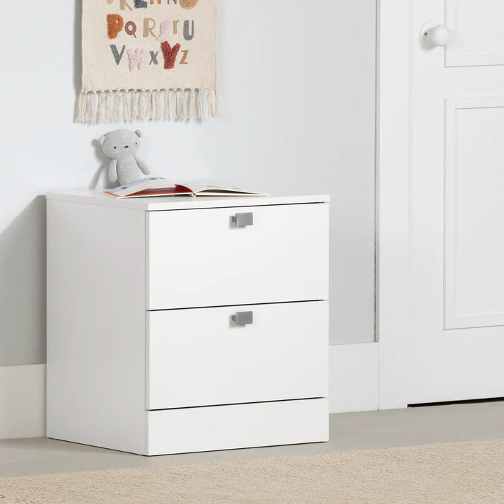 Table de chevet 2 tiroirs Spark - Blanc solide