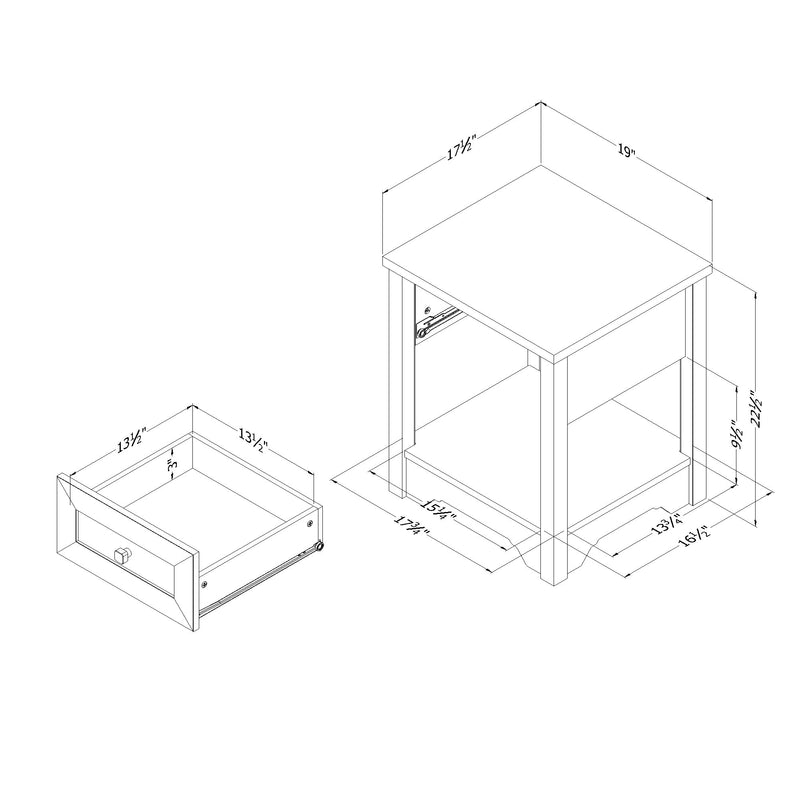 Table de chevet Hazen-Pin blanc